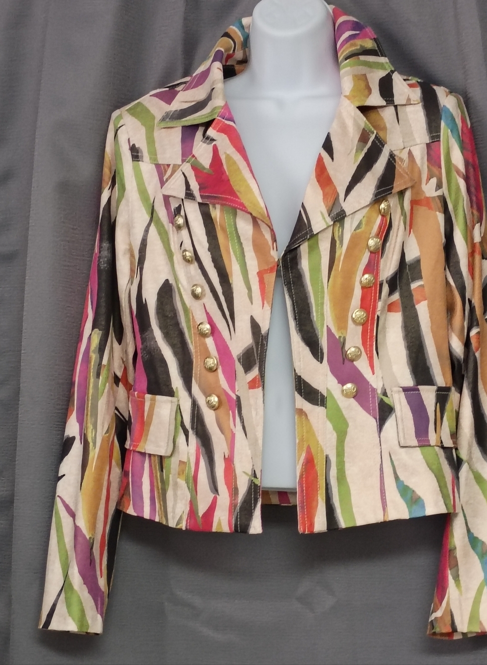 ❤️CLASSY!! INSIGHT JACKET MULTI COLOR FAUX SUEDE ARTIST DESIGN SIZE 6